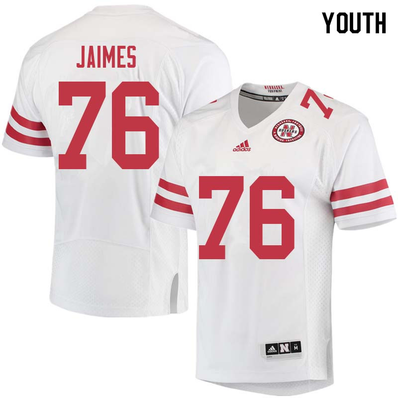 Youth #76 Brenden Jaimes Nebraska Cornhuskers College Football Jerseys Sale-White - Click Image to Close